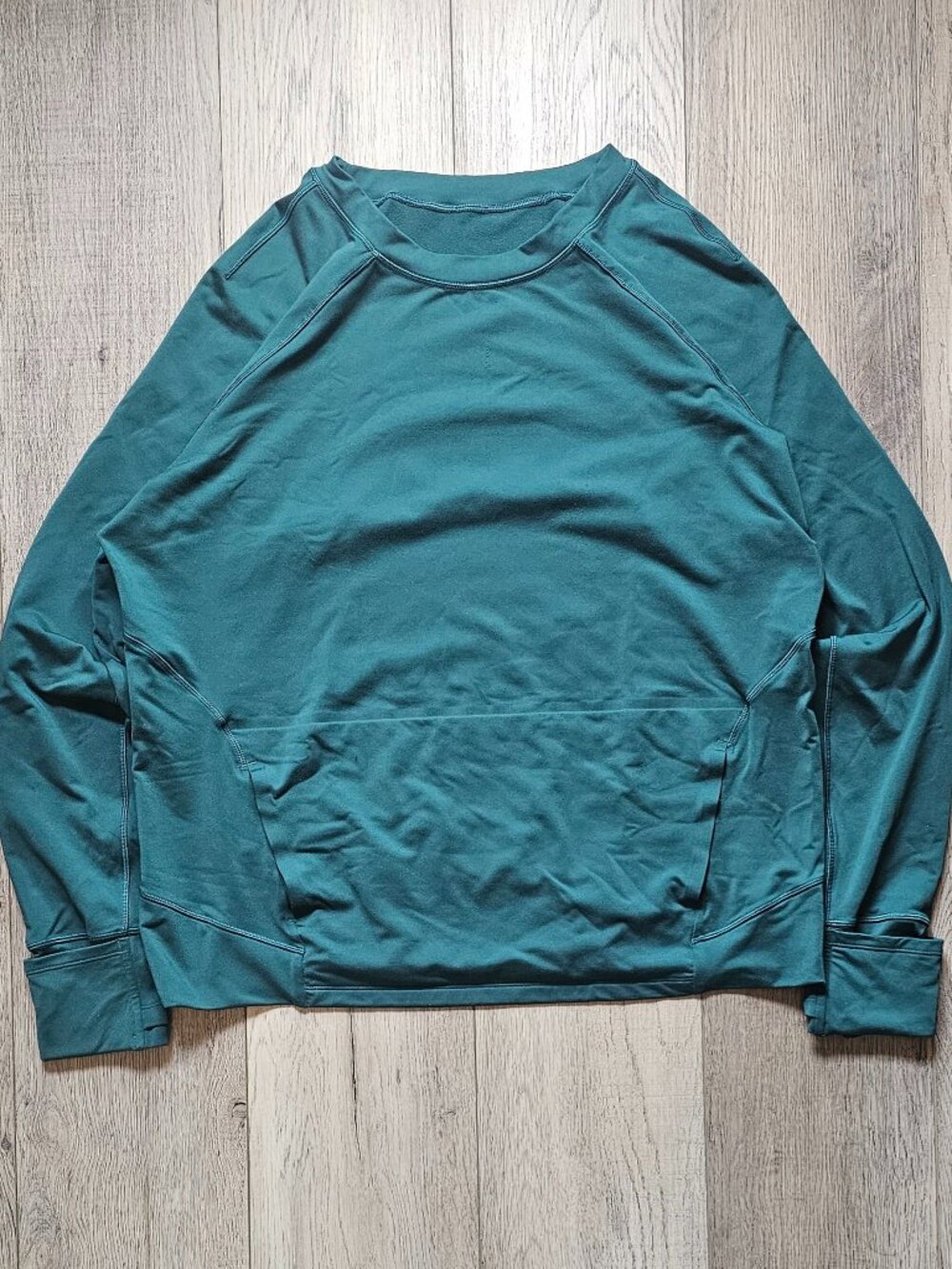 Lululemon Women´s Teal Green Scuba Crewneck Sweatshirt Pullover Size 8-10
